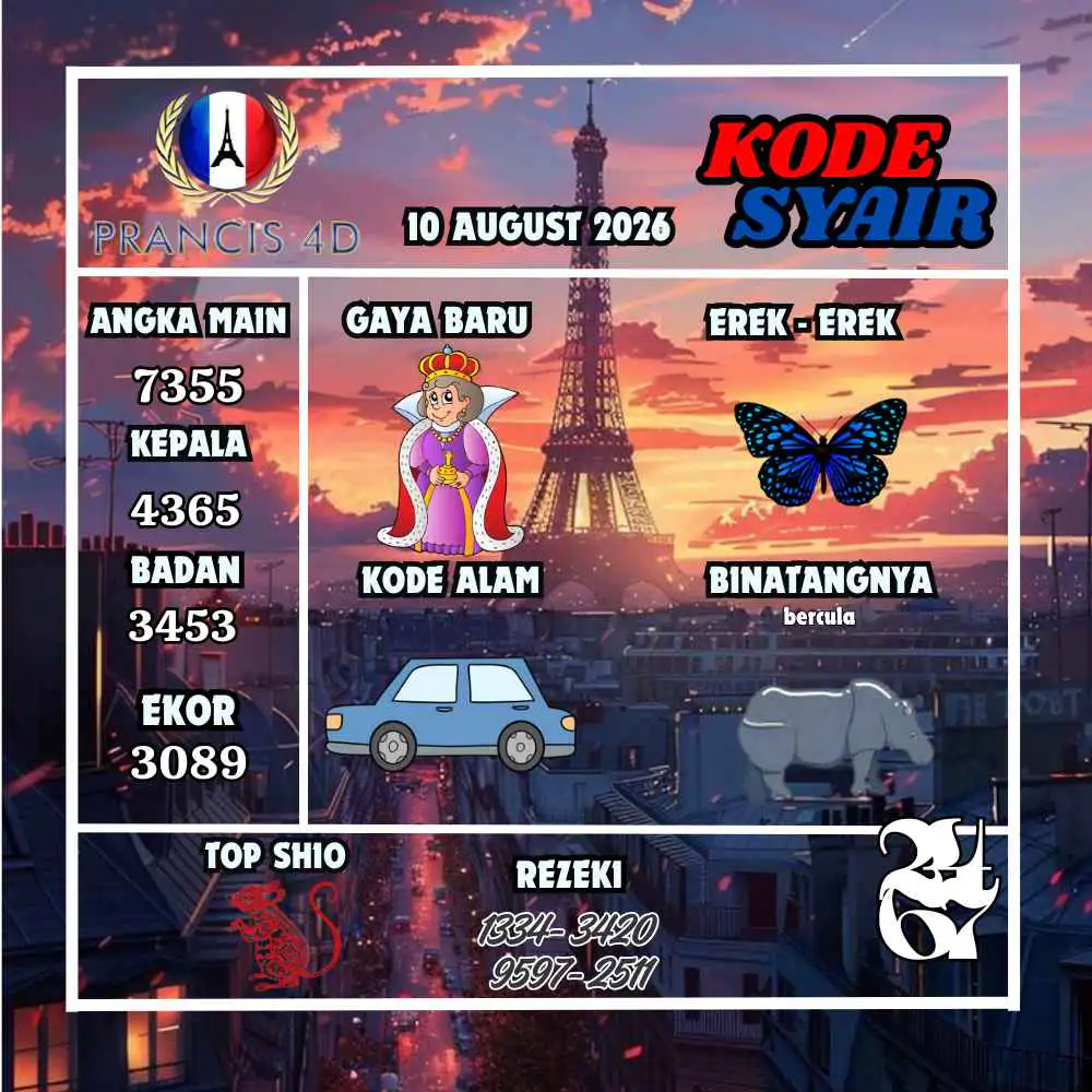 Kode Syair Prancis4D Pools Agustus 2026
