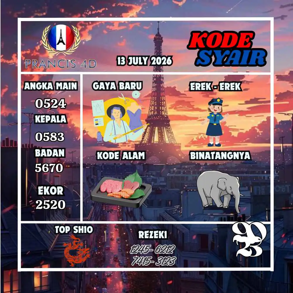 Kode Syair Prancis4D Pools Juli 2026
