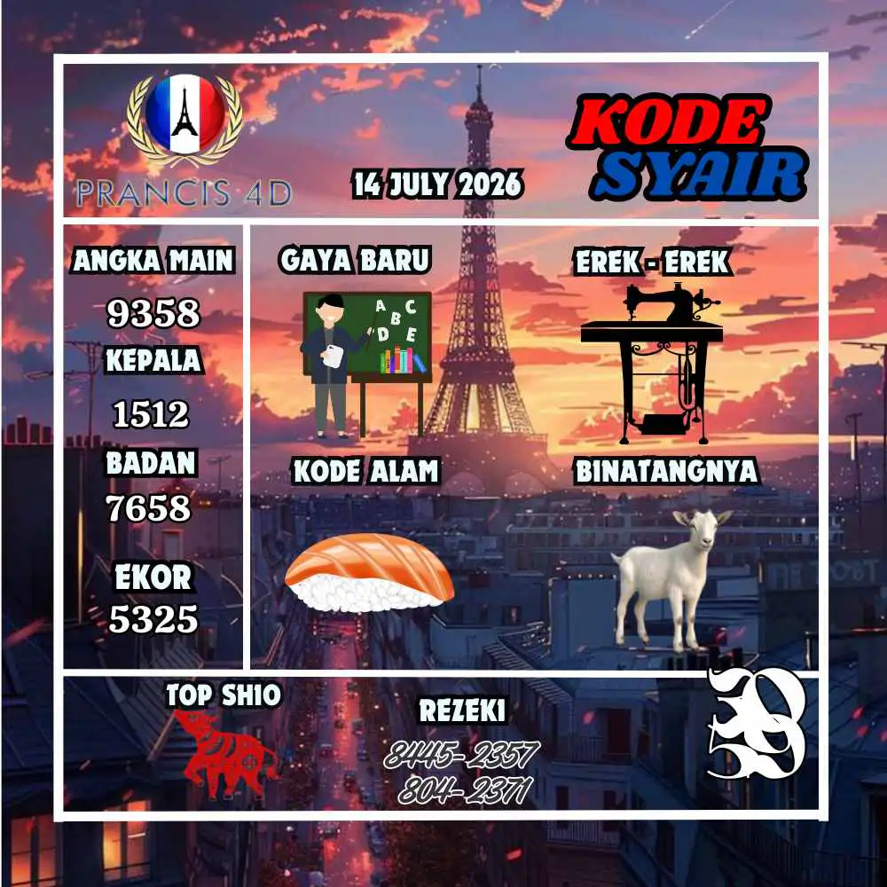 Kode Syair Prancis4D Pools Juli 2026
