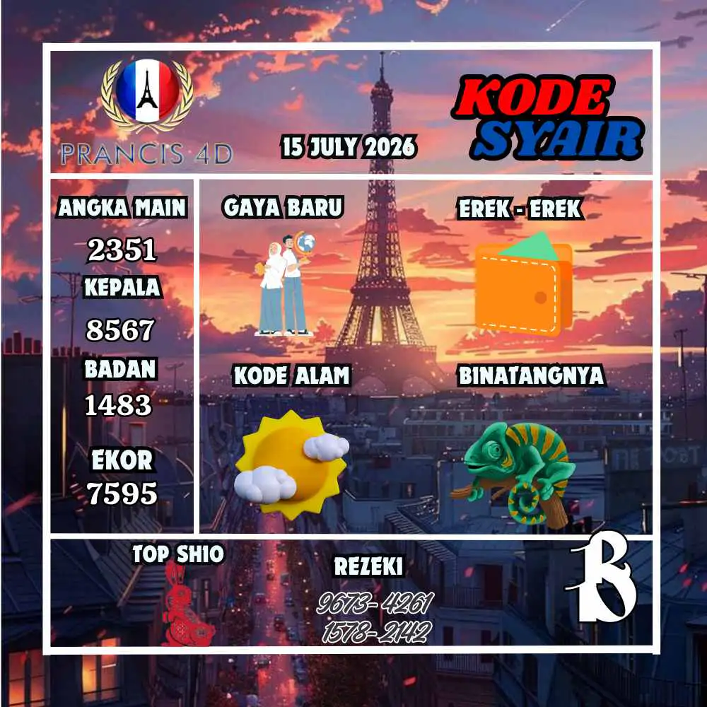 Kode Syair Prancis4D Pools Juli 2026
