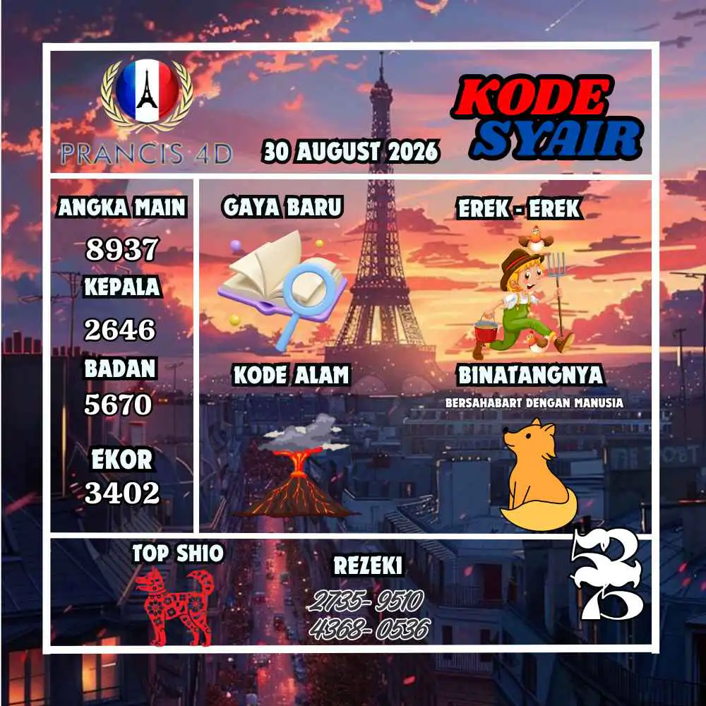 Kode Syair Prancis4D Pools Agustus 2026
