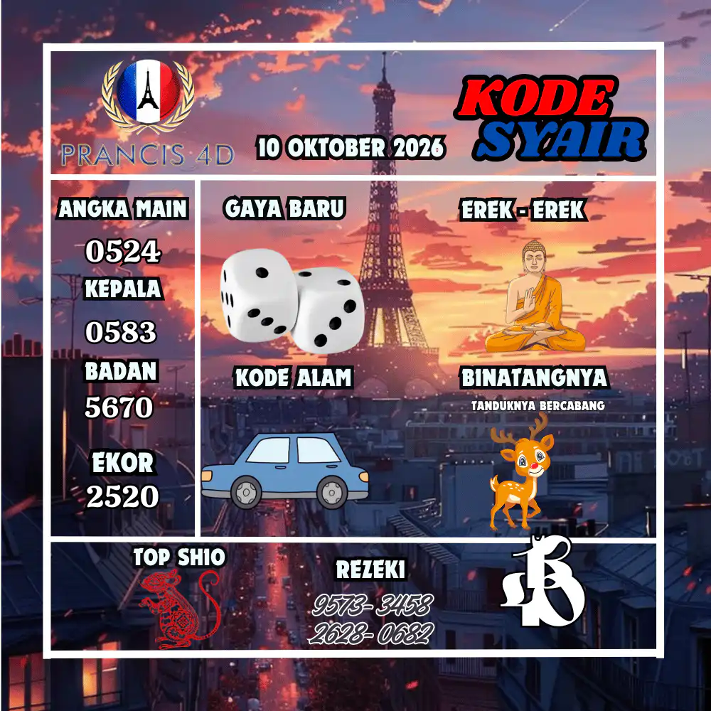 Kode Syair Prancis4D Pools Oktober 2026
