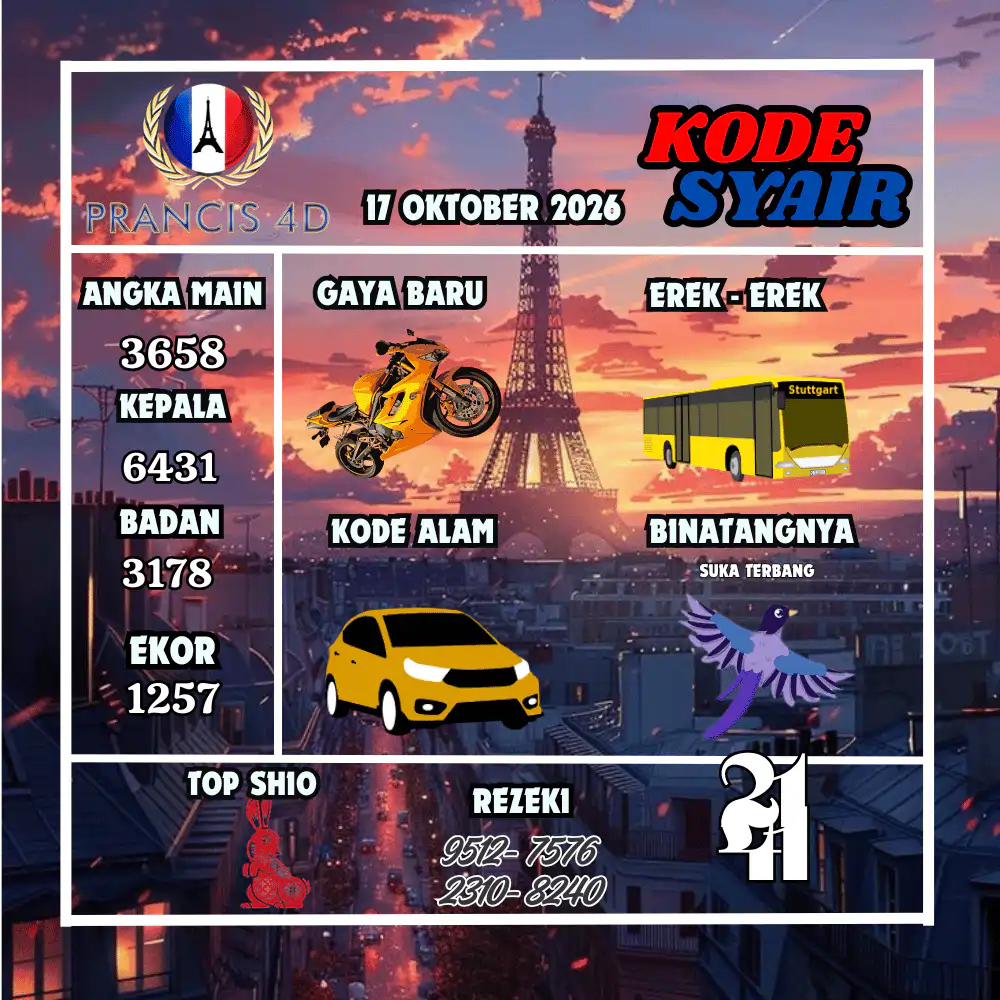 Kode Syair Prancis4D Pools 17 Oktober 2026
