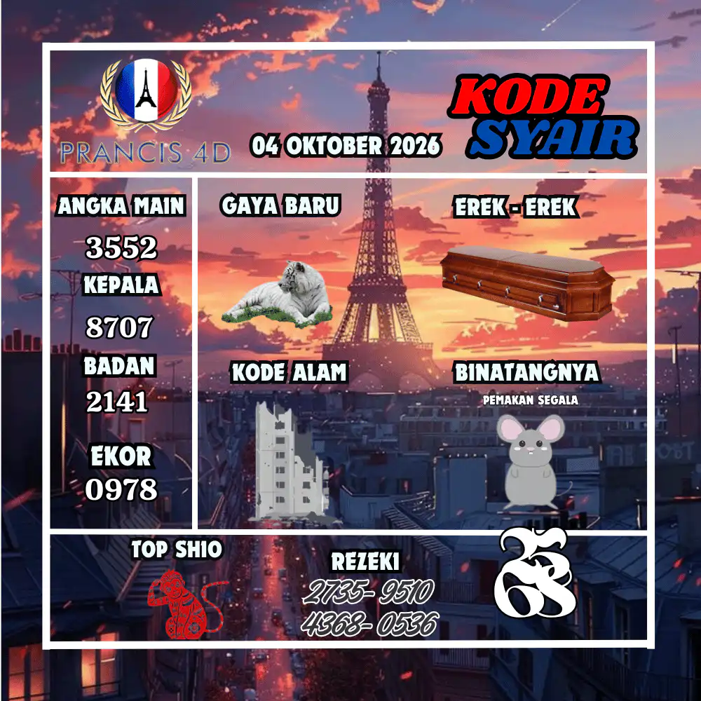 Kode Syair Prancis4D Pools Oktober 2026
