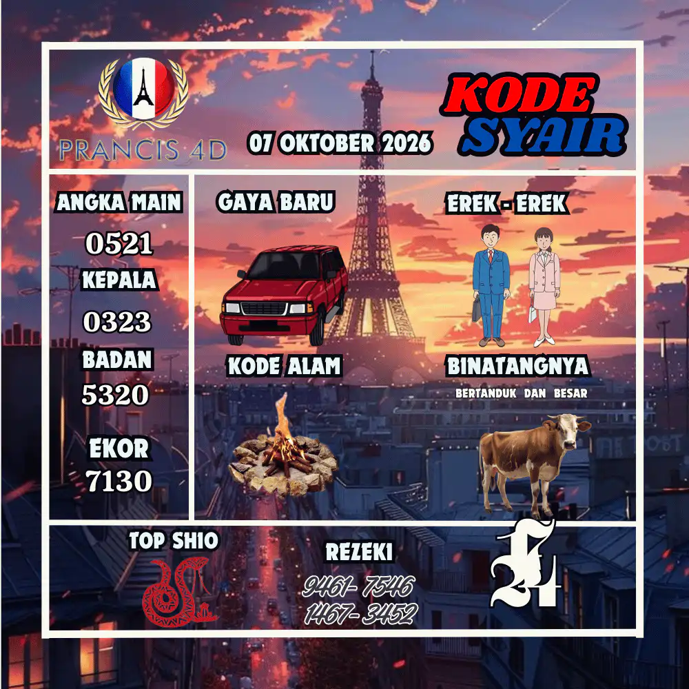 Kode Syair Prancis4D Pools Oktober 2026
