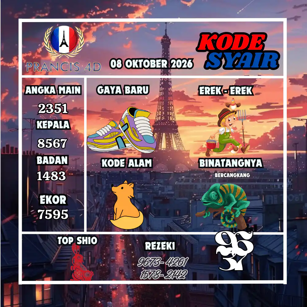 Kode Syair Prancis4D Pools 8 Oktober 2026
